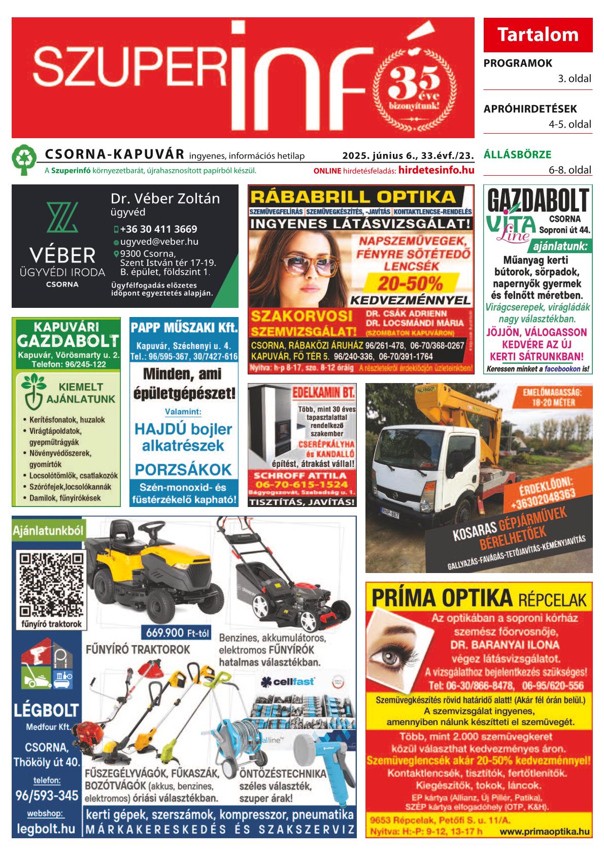 Csorna-Kapuvár Szuperinfó