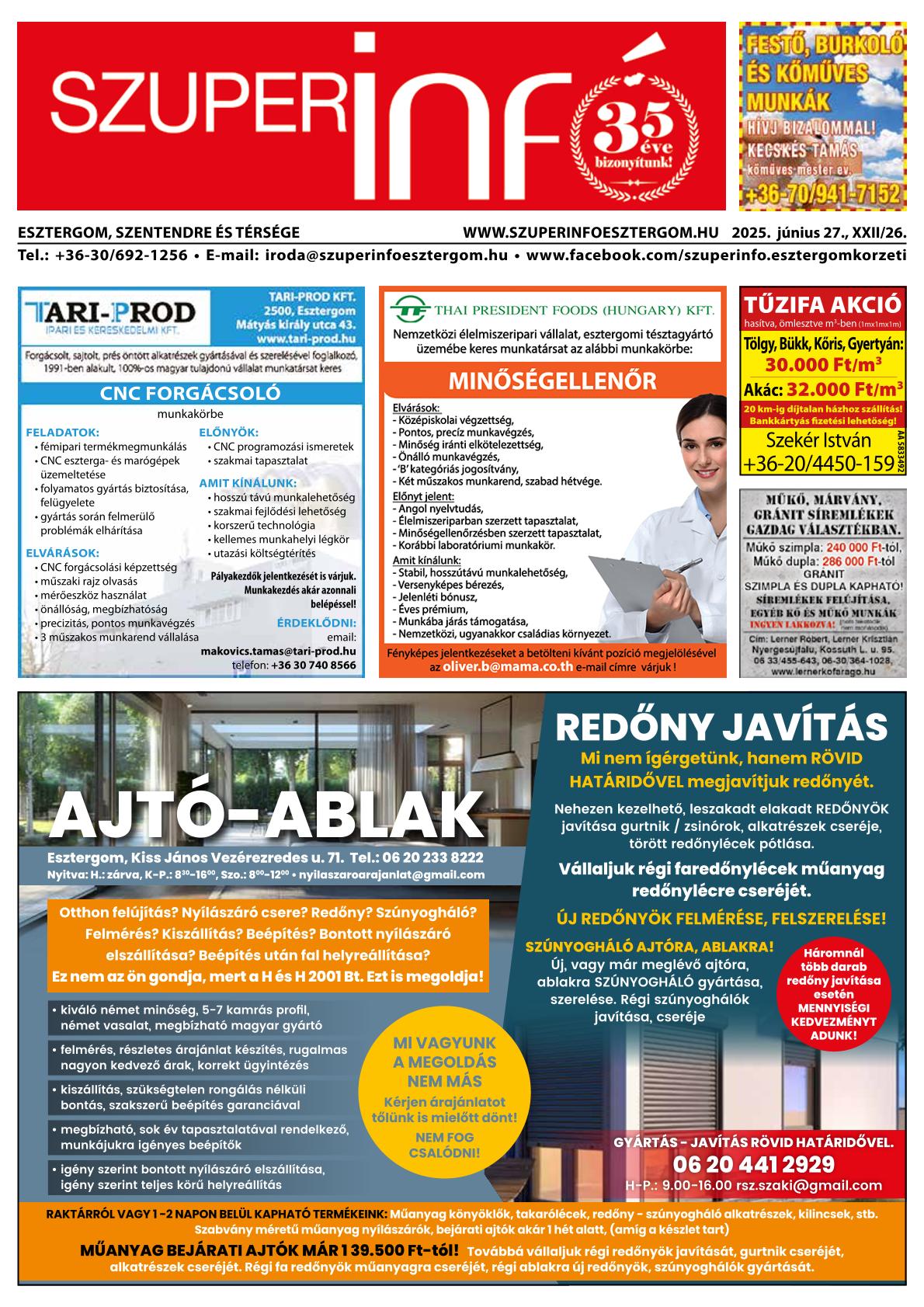 Esztergom, Szentendre és Térsége Szuperinfó