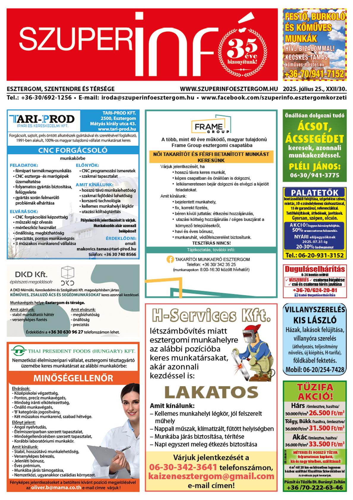 Esztergom, Szentendre és Térsége Szuperinfó