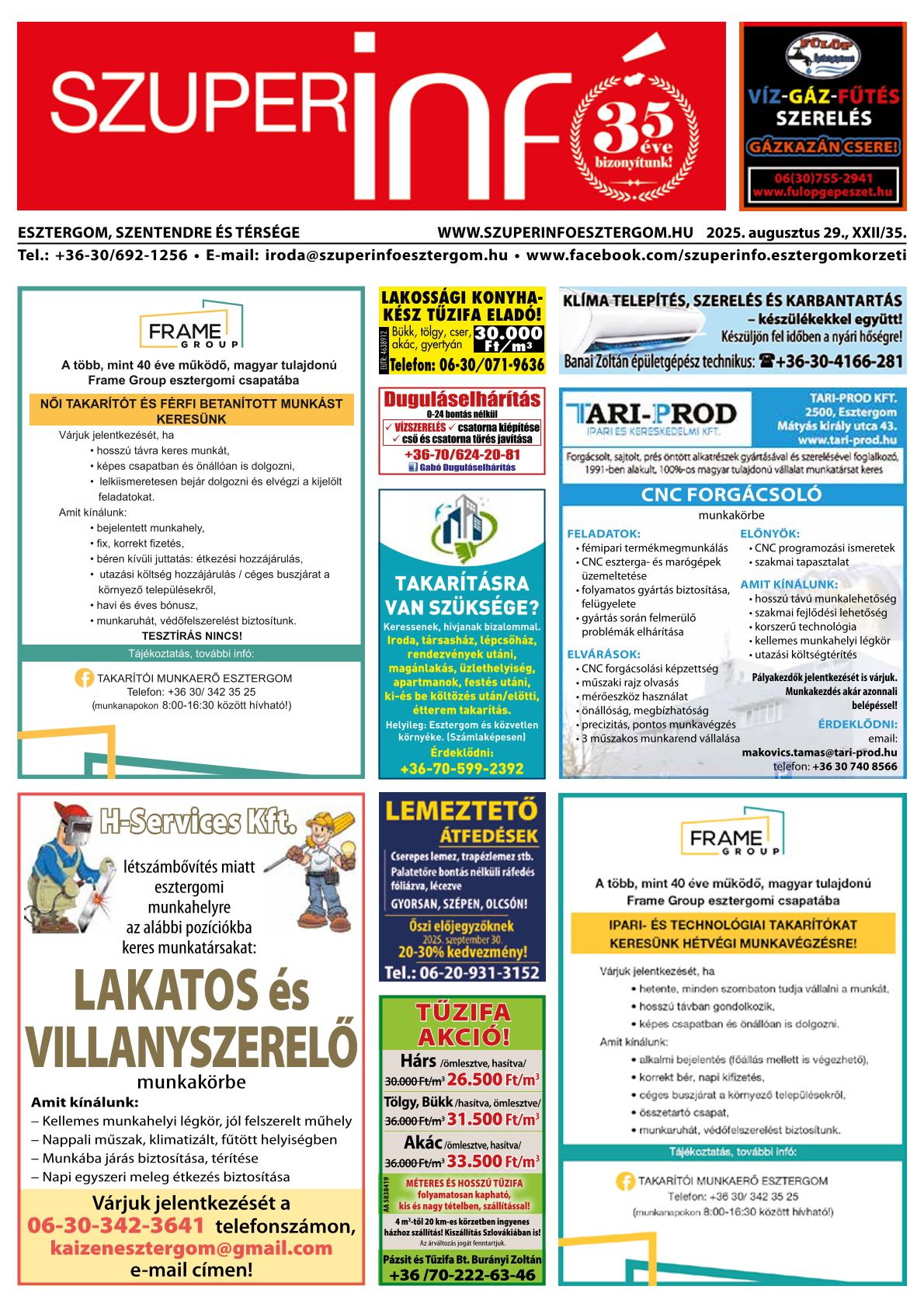 Esztergom, Szentendre és Térsége Szuperinfó