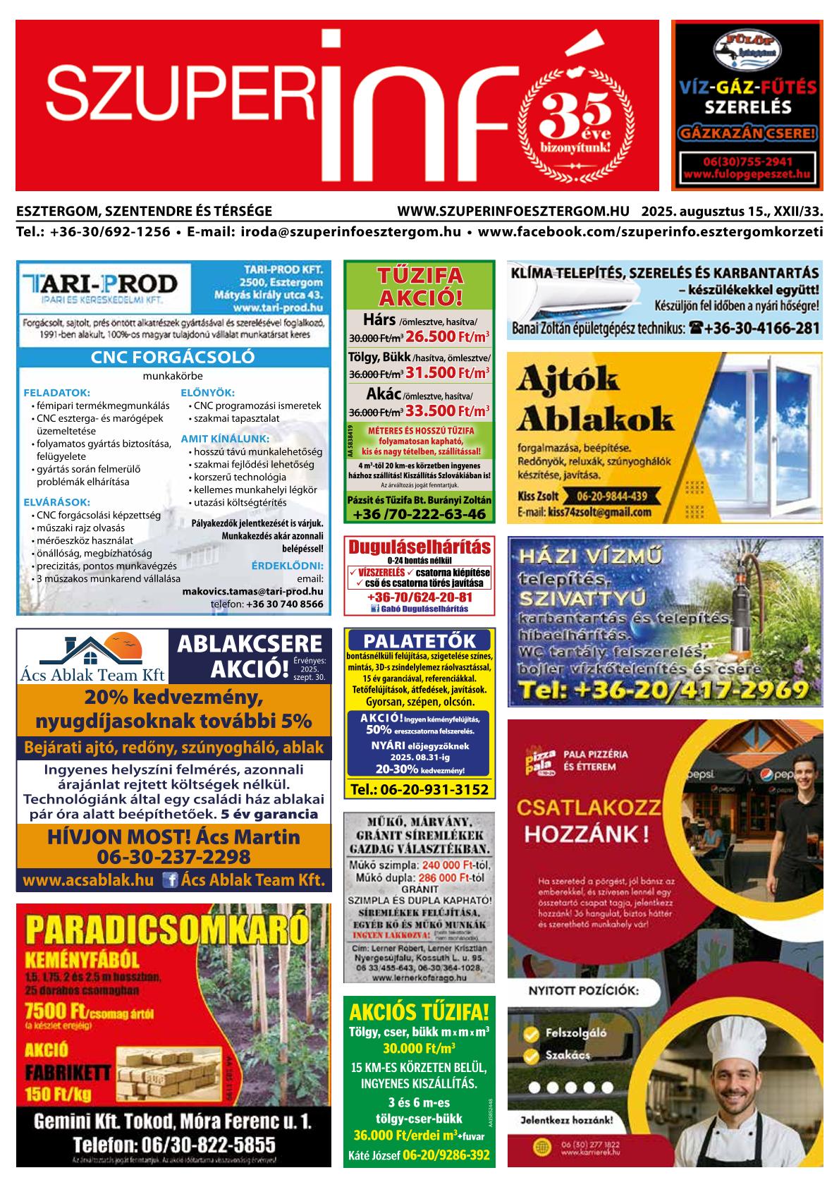 Esztergom, Szentendre és Térsége Szuperinfó