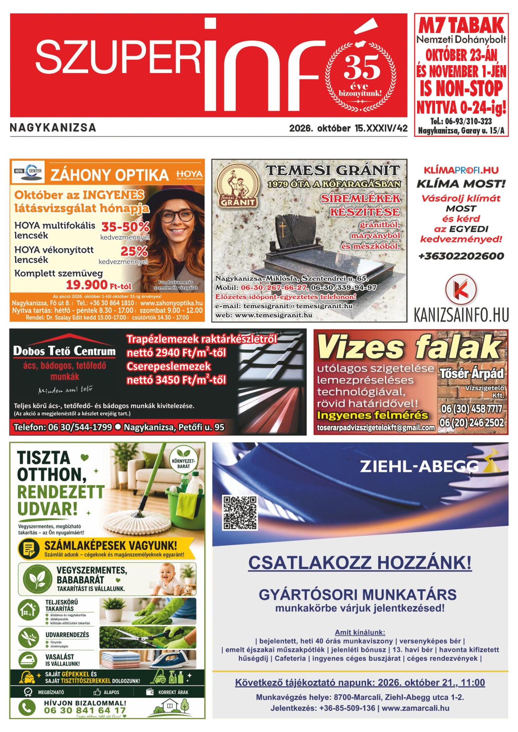Nagykanizsa Szuperinfó - 2026. 10. 15.