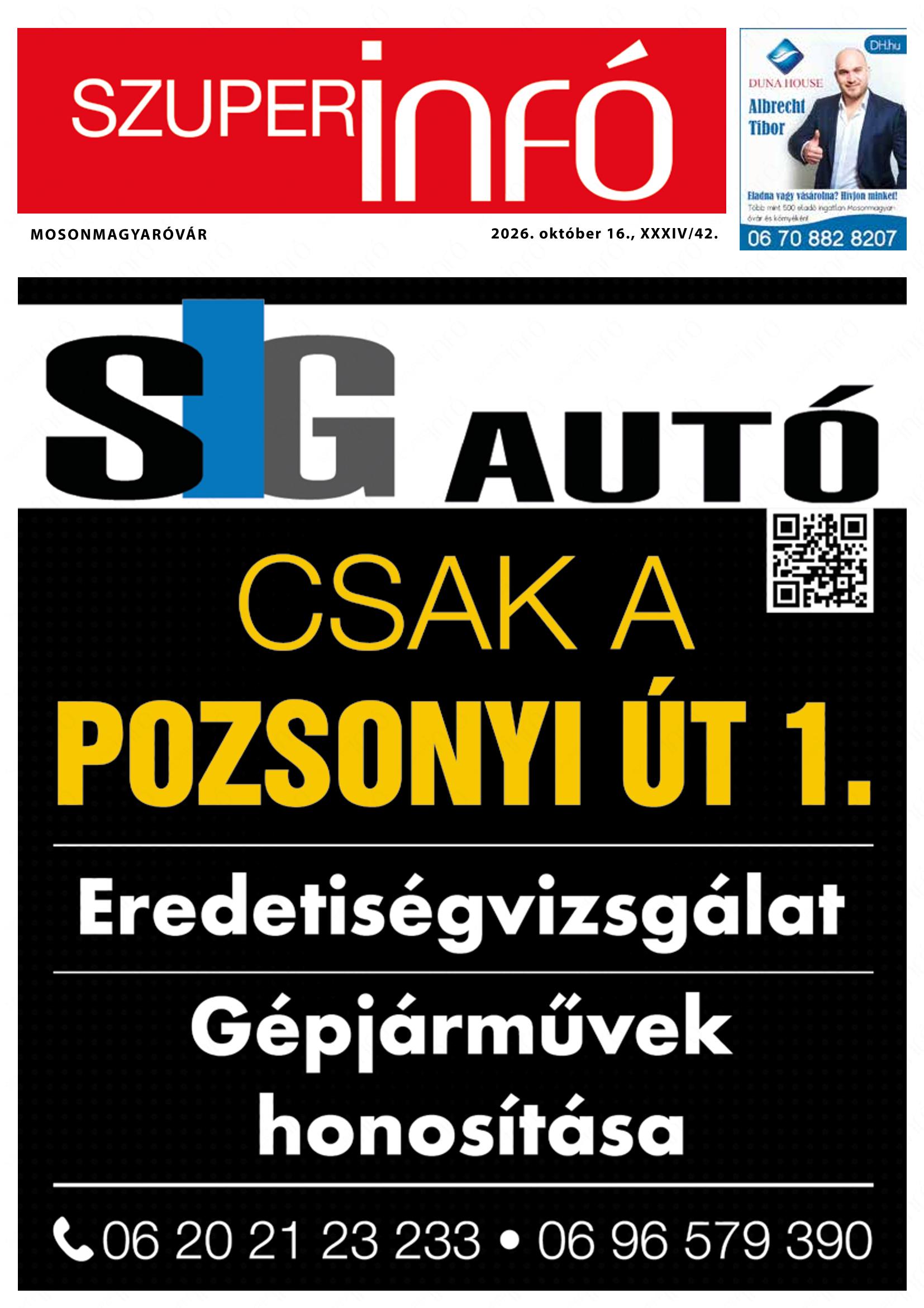 Mosonmagyaróvár Szuperinfó - 2026. 10. 16.