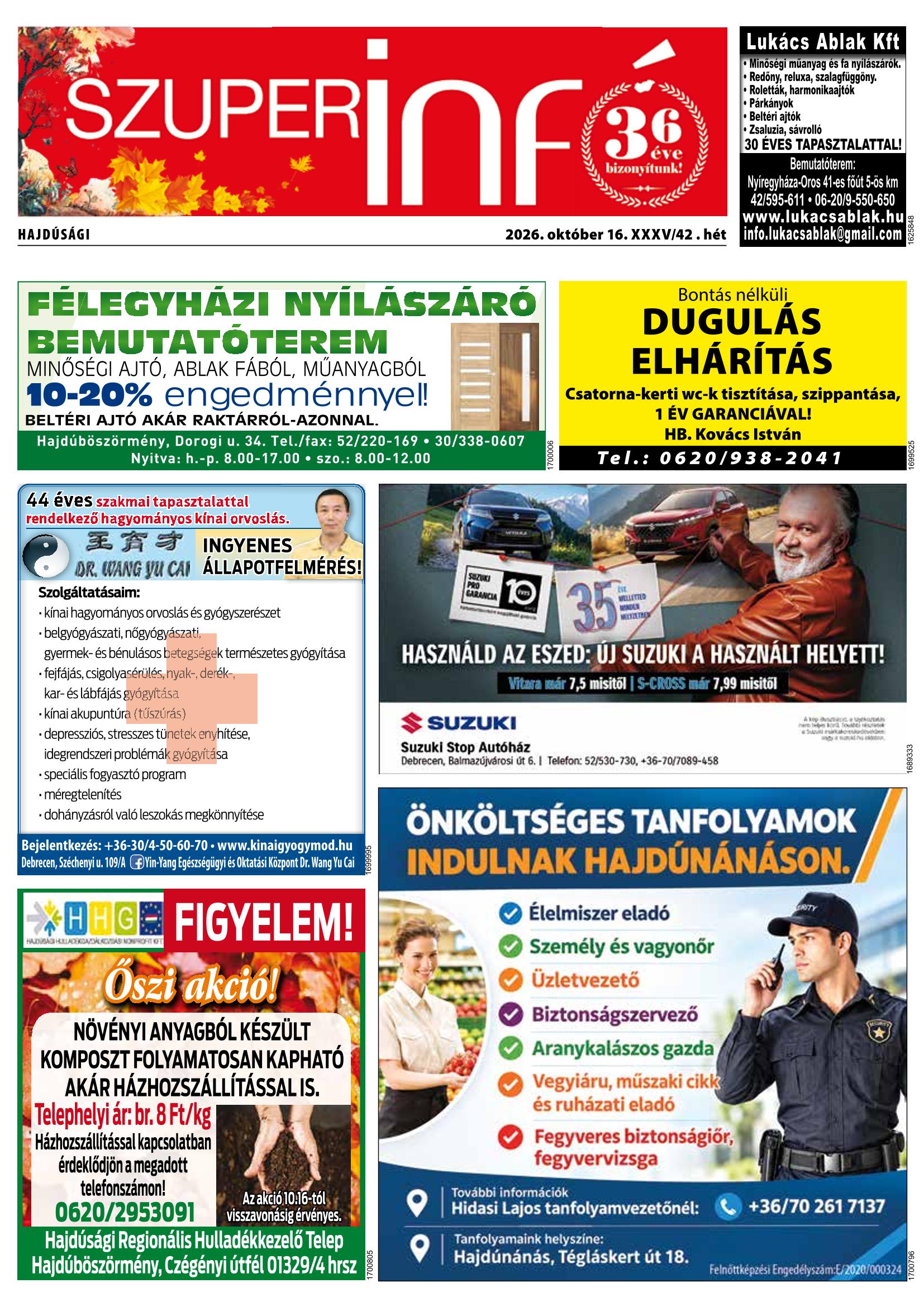 Hajdúsági Szuperinfó - 2026. 10. 16.
