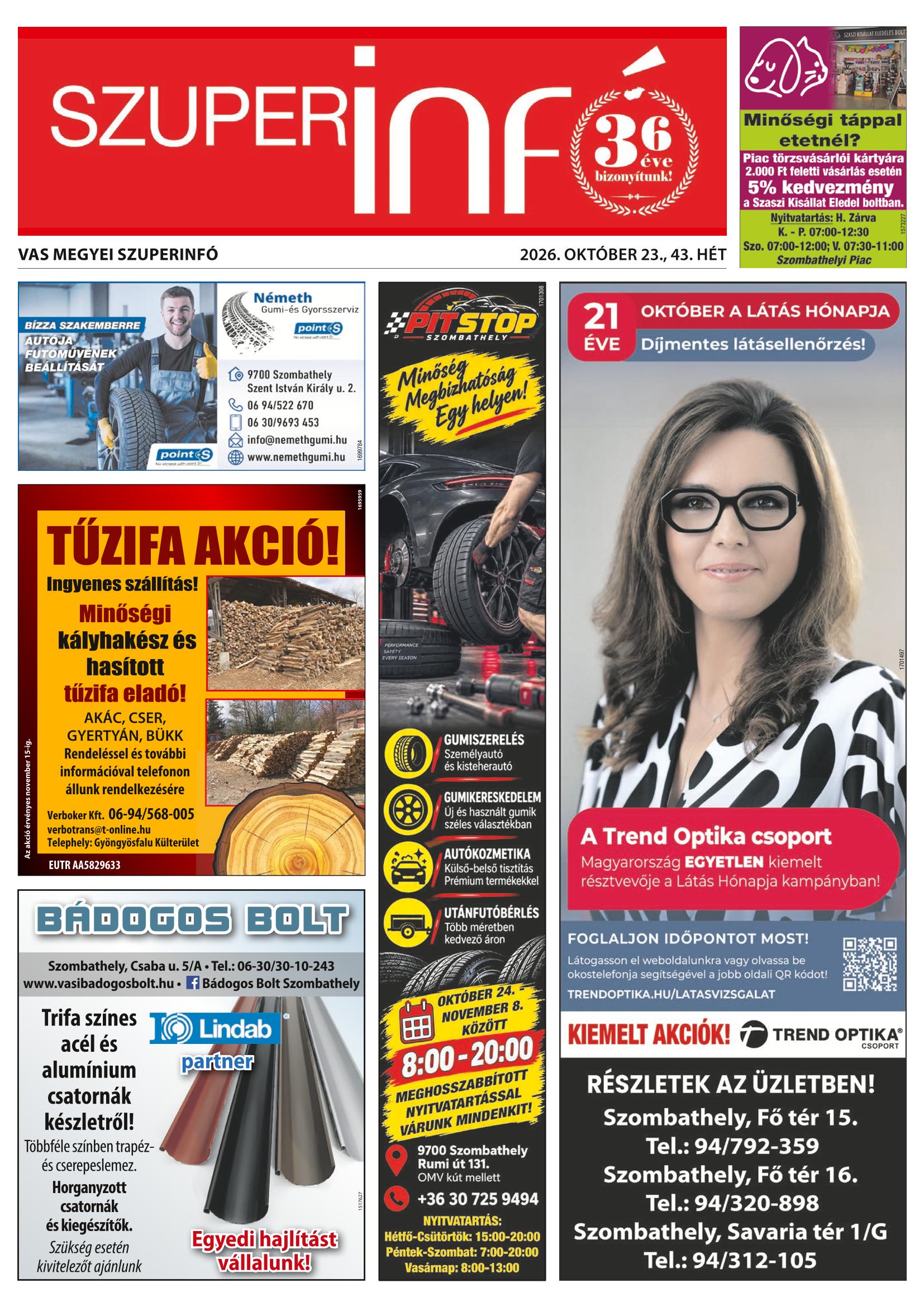 Vas Megyei Szuperinfó - 2026. 10. 23.