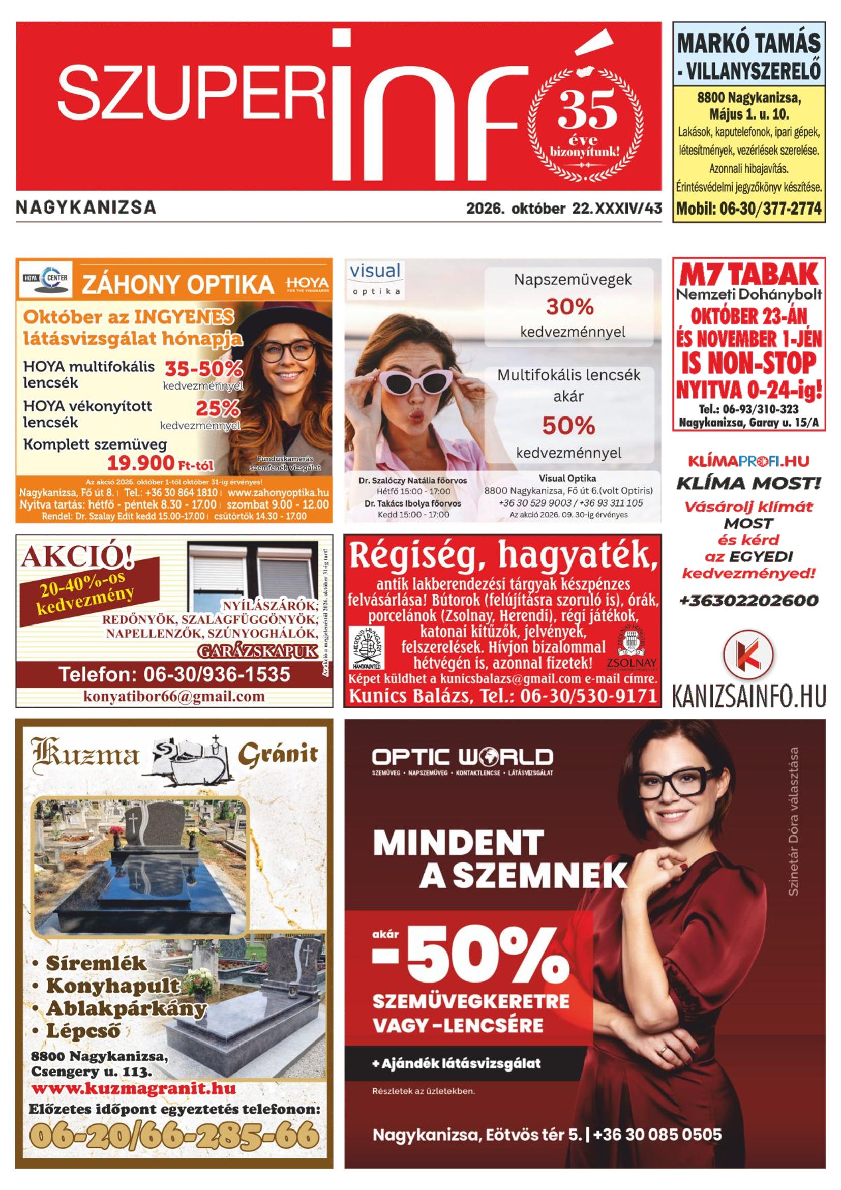 Nagykanizsa Szuperinfó - 2026. 10. 22.