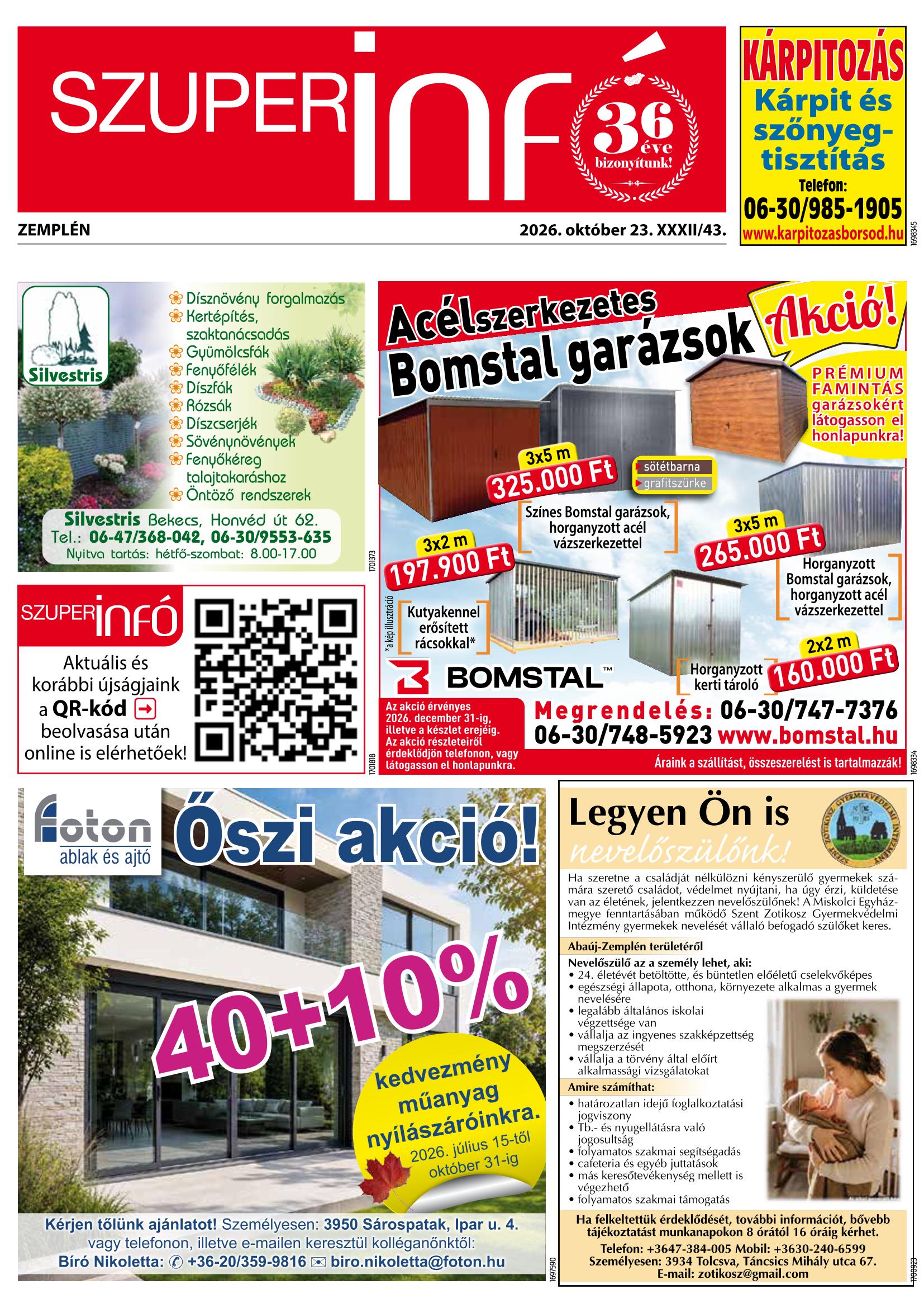 Zemplén Szuperinfó - 2026. 10. 23.