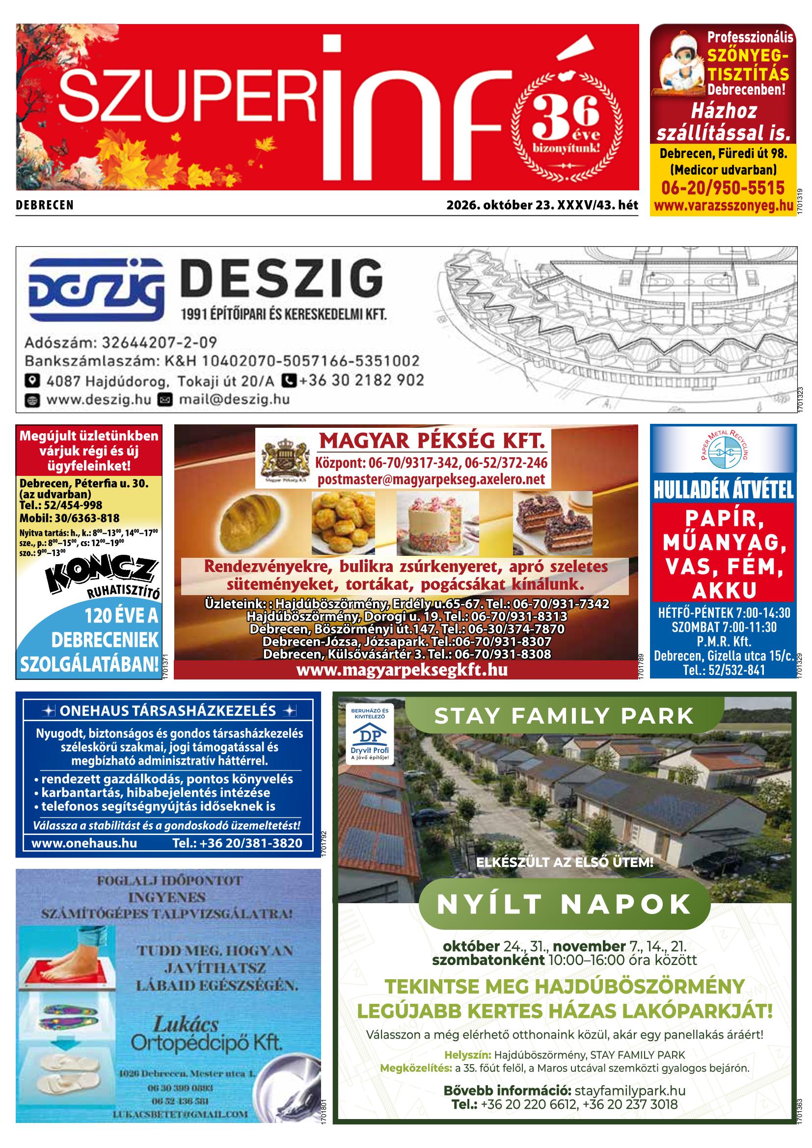 Debrecen Szuperinfó - 2026. 10. 23.