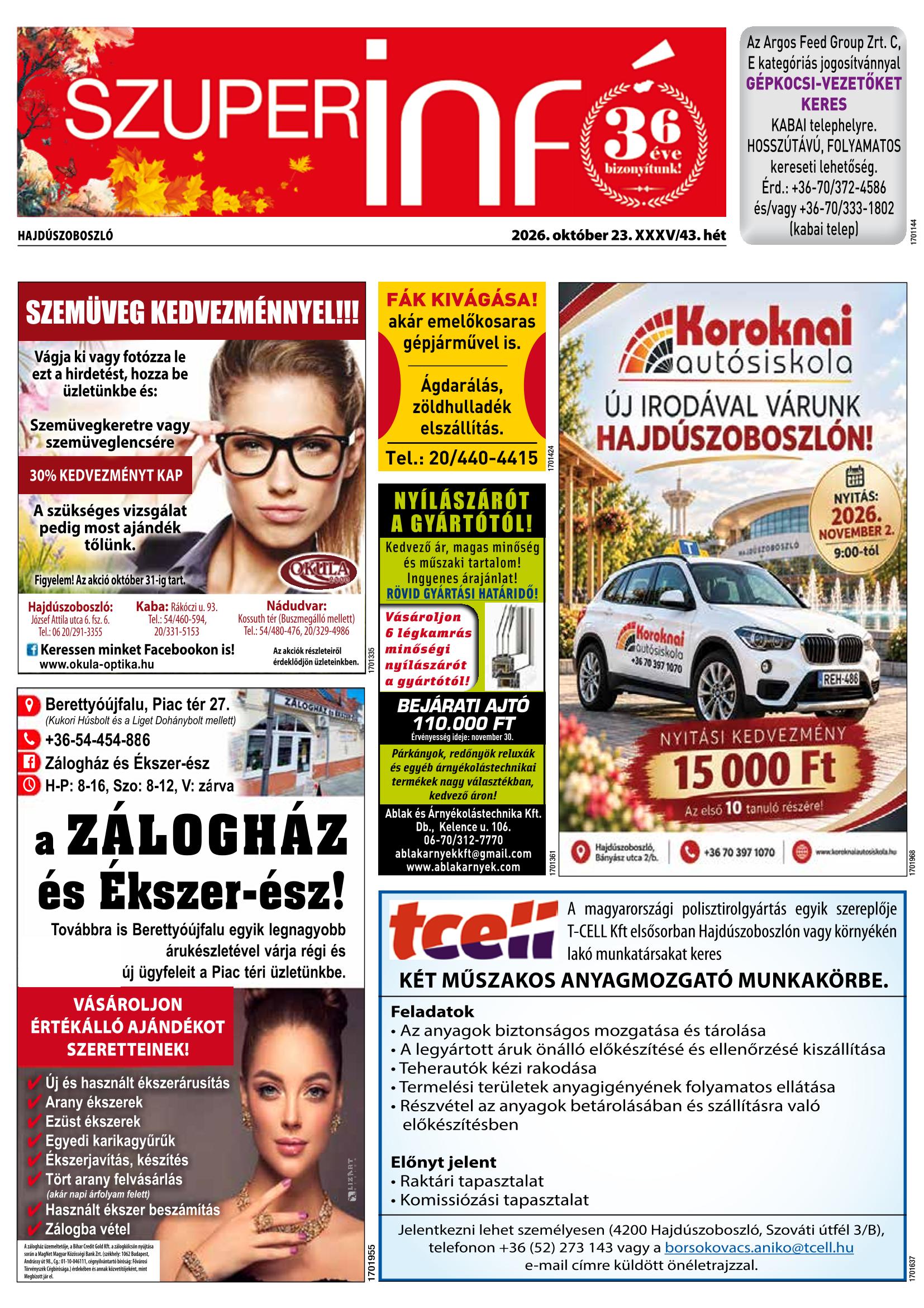 Hajdúszoboszló Szuperinfó - 2026. 10. 23.