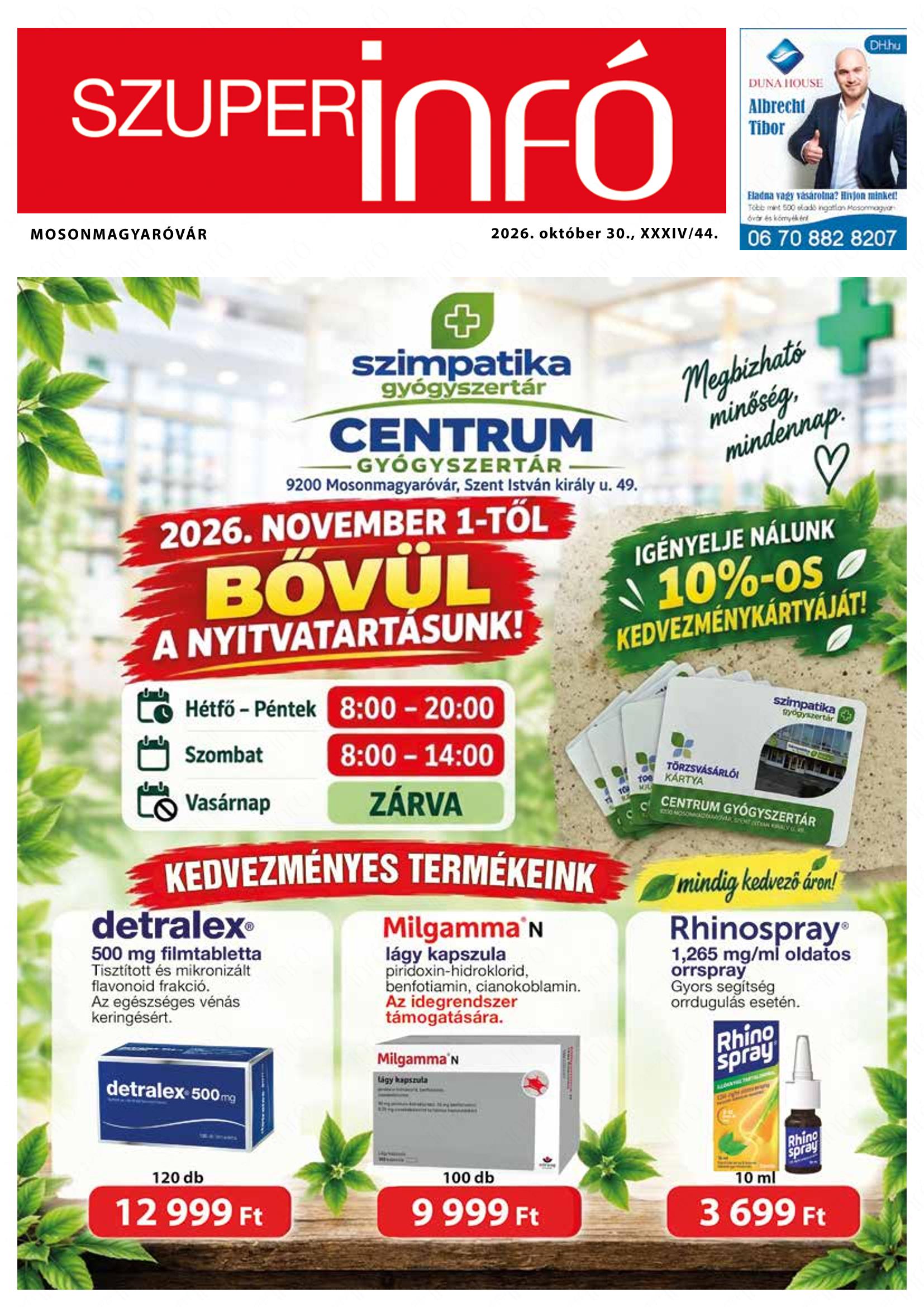 Mosonmagyaróvár Szuperinfó - 2026. 10. 30.