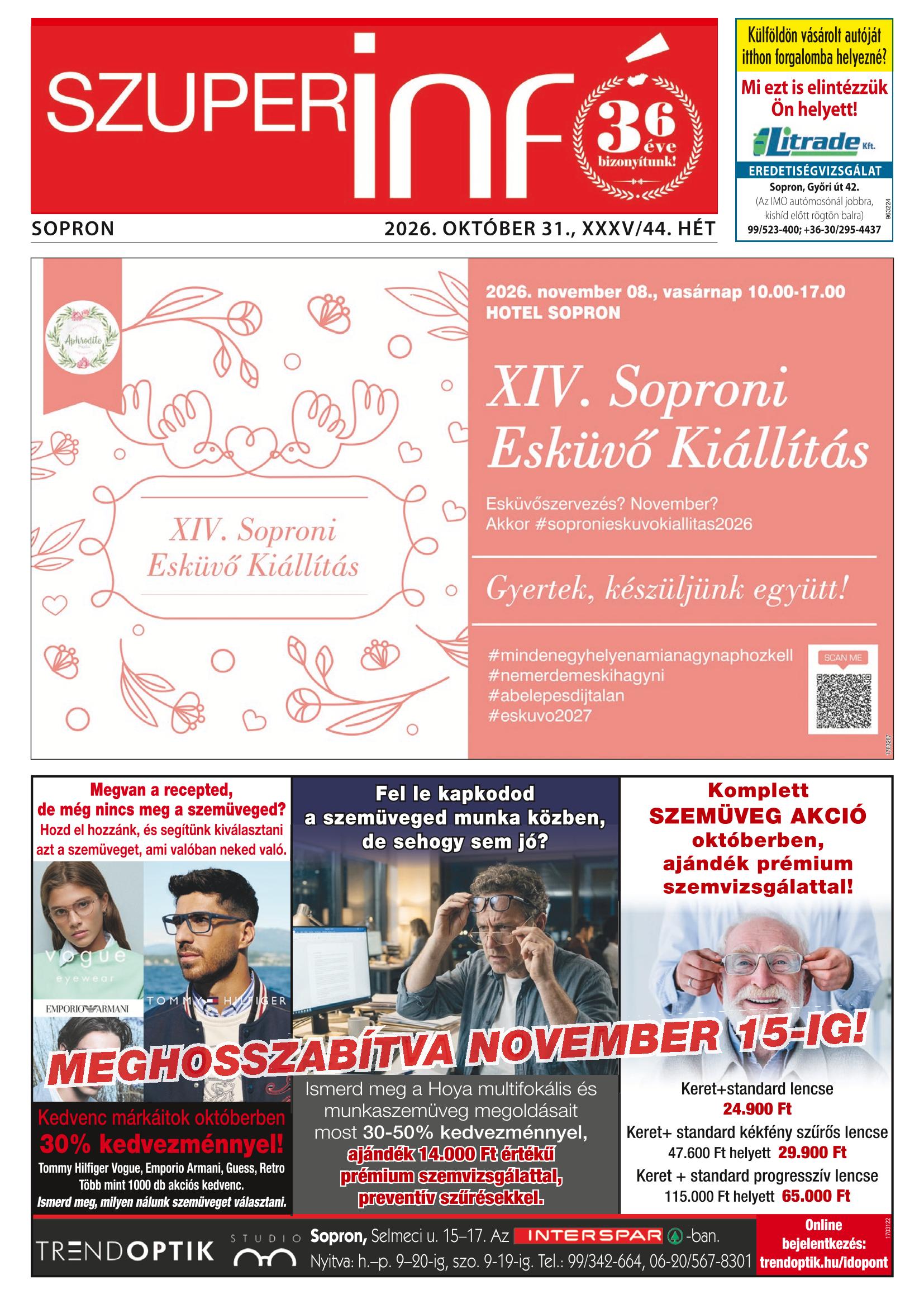 Sopron Szuperinfó - 2026. 10. 31.